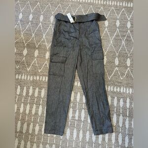 White House Black Market  Linen-Blend Belted Utility Pant